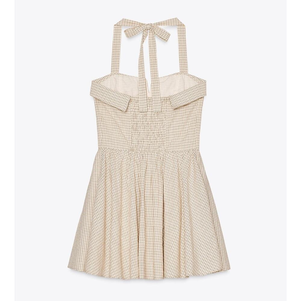ZARA Textured Halter Mini Dress Blogger Fave Brown M & L NWT - Picture 16 of 16
